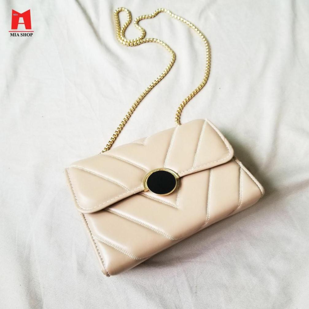 Túi xách nữ, túi đeo chéo nữ khuy bấm, dây xích dài MIA11 MIA CLUTCH 194 Free Ship