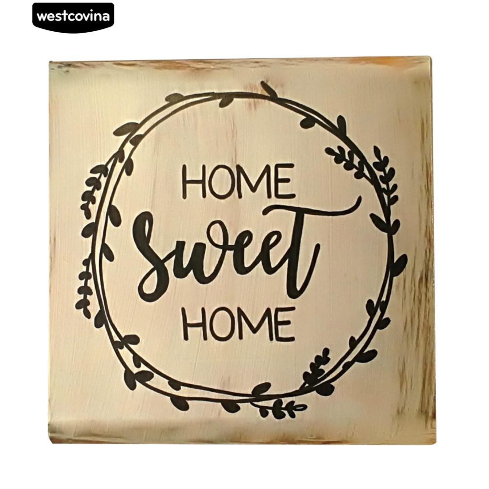 Bảng Gỗ Vuông In Chữ Home Sweet Home Cho Trang Trí