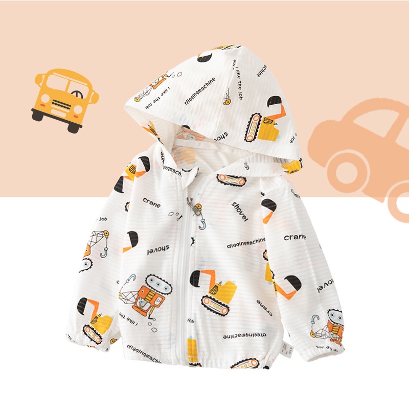 Áo khoác chống nắng LuckyCandy bằng cotton mỏng thoáng khí in họa tiết hoạt hình thời trang mùa hè dành cho trẻ em