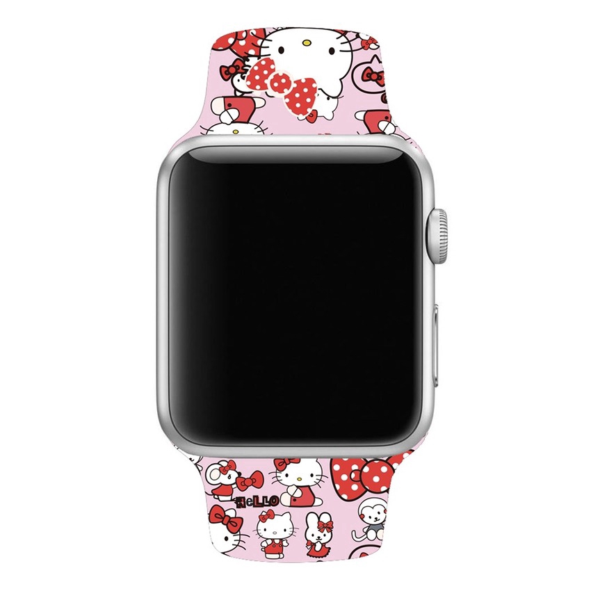 Dây Đeo Silicon In Hình Hello Kitty Cho Đồng Hồ Thông Minh Apple Watch Series 6 SE 5 4 3 2 1 38 42 40 44mm