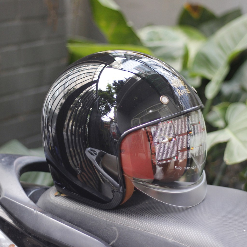 Nón bảo hiểm 3/4 kính âm Royal M139 Đen Bóng