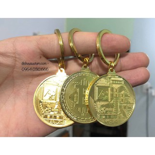 Móc khóa đồng bicoin mạ vàng, độc đáo và sang trọng