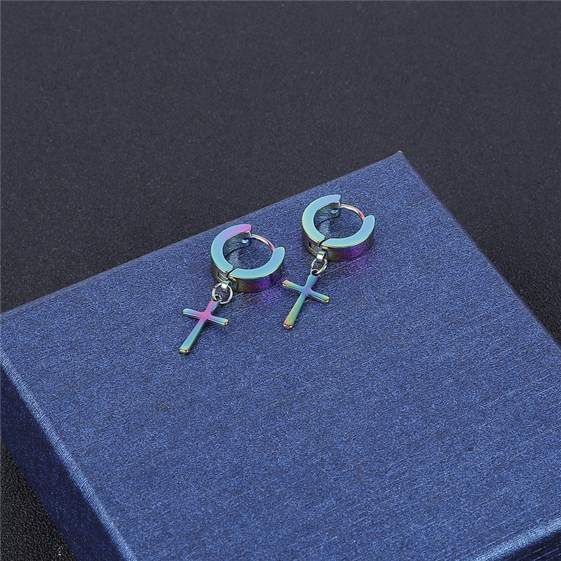 1 Khuyên Tai Hình Thánh Giá Chất Liệu Thép Titan Cho Nam Nữ