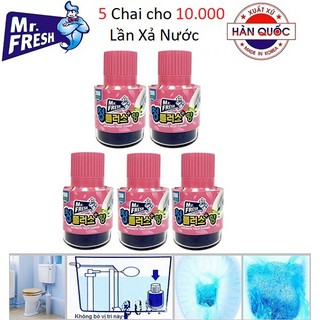 Bộ 5 Chai thả bồn cầu, toilet diệt khuẩn làm thơm Mr.Fresh Korea 180g (Hương Hoa Ly)