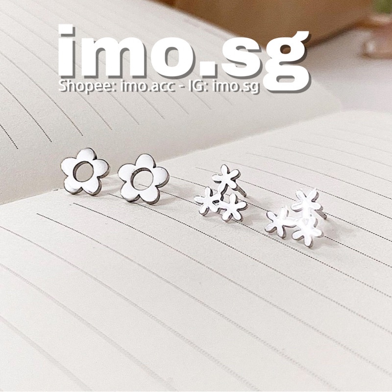 Bông tai thép không gỉ bông hoa daisy tròn 5 cánh basic - Hàn Quốc style - ulzzang style