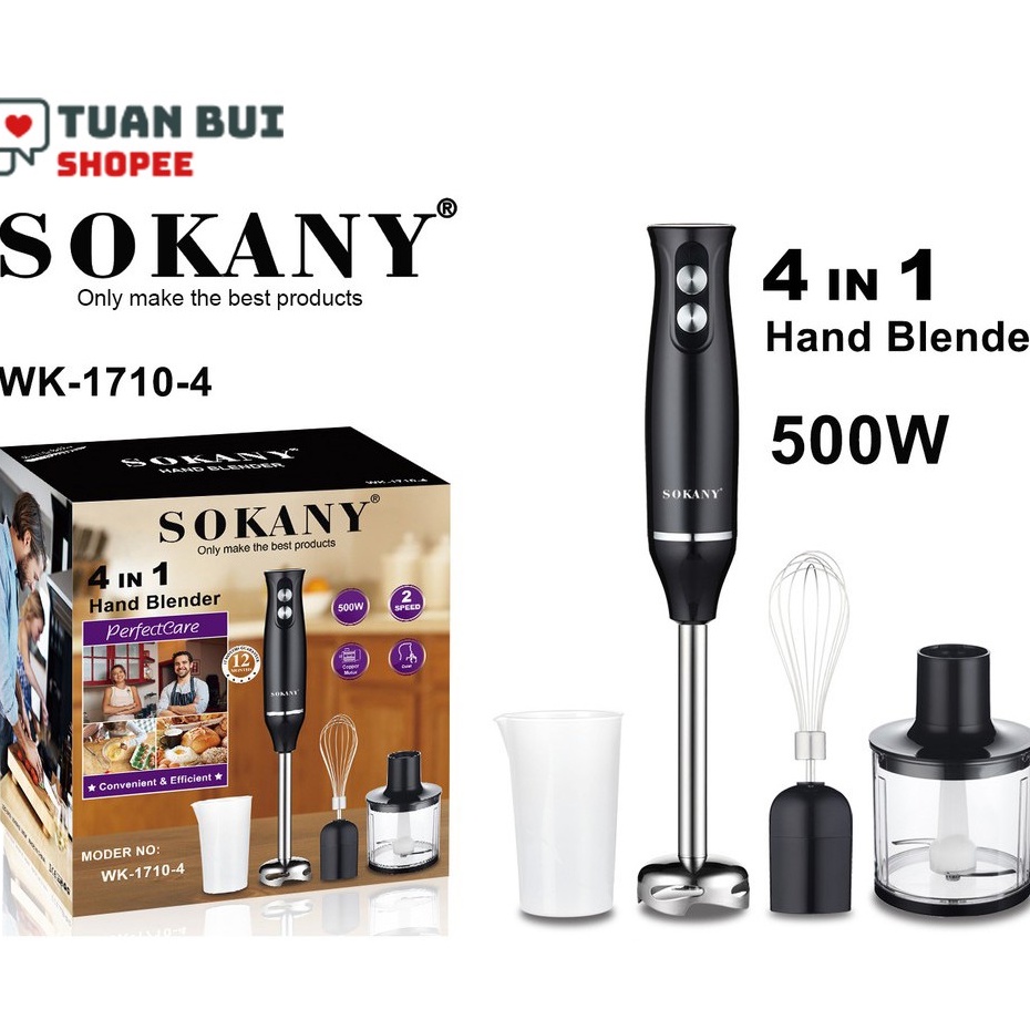 [Mã ELHA22 giảm 6% đơn 300K] Máy xay cầm tay Sokany WK-1710-4 (4 trong 1) công suất 500W