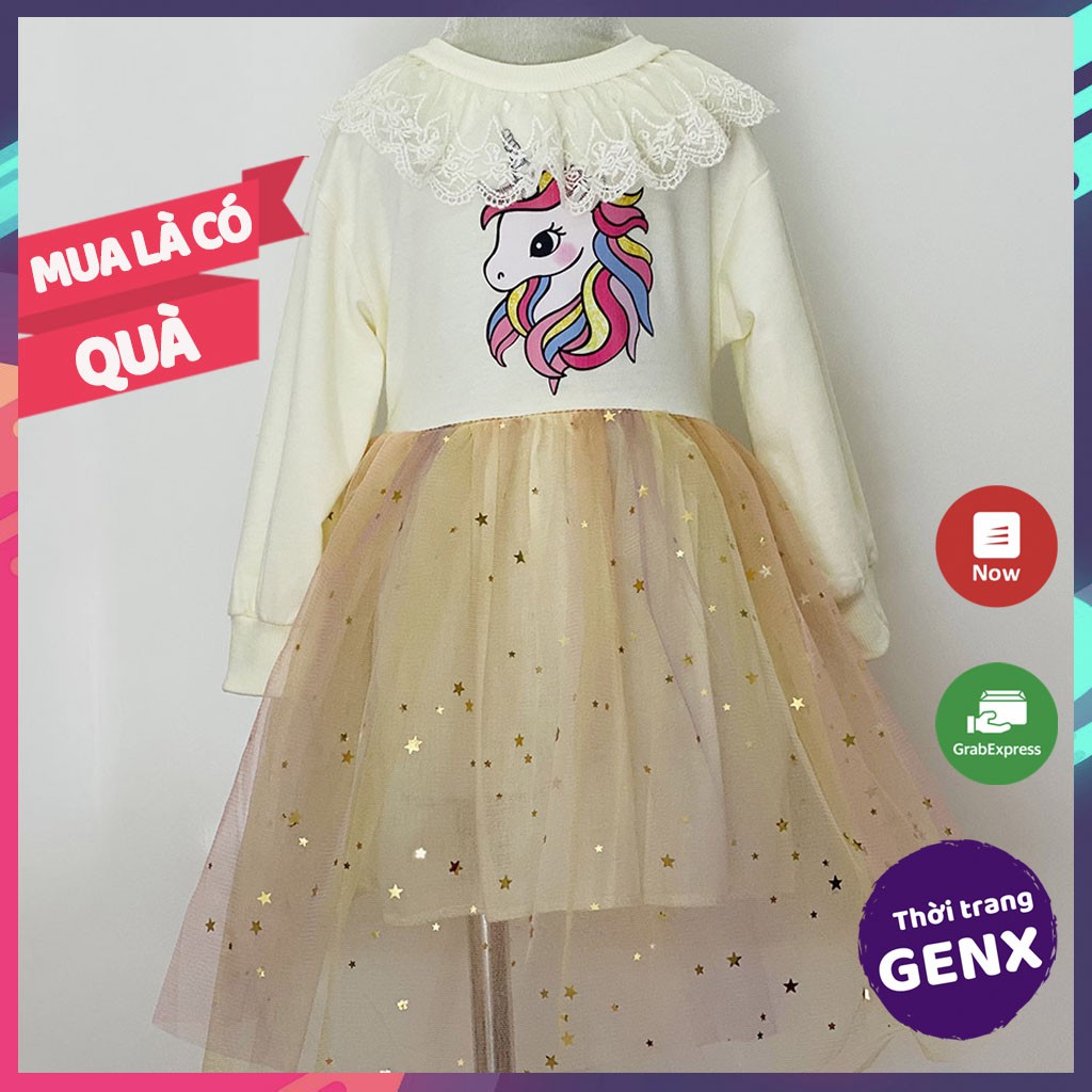 Đầm cho bé gái, váy trẻ em chân váy voan ngựa pony màu hồng phong cách Hàn Quốc - GenX02