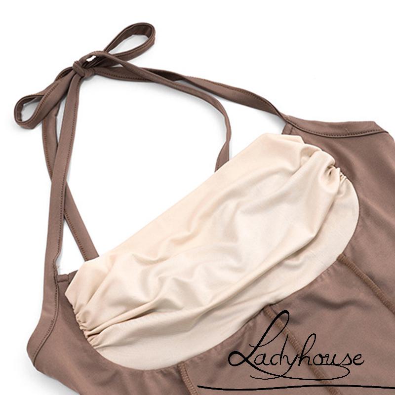 Đầm Hai Dây Không Tay Lưng Cao Màu Sắc Tương Phản Thời Trang Mùa Hè Dành Cho Bạn Nữ