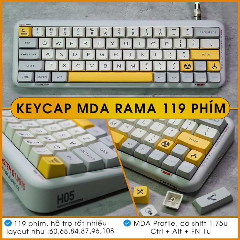 Set Keycap MDA Heavy Rama 119 Phím Cho Bàn Phím Cơ