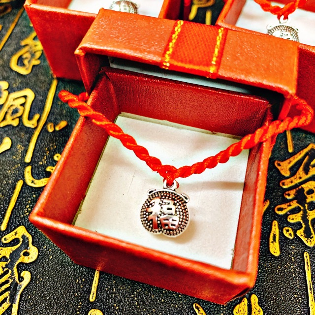 Vòng Chỉ đỏ chữ Phúc ❤️Bạc Thái 925❤️ tặng hộp đựng và bùa bình an