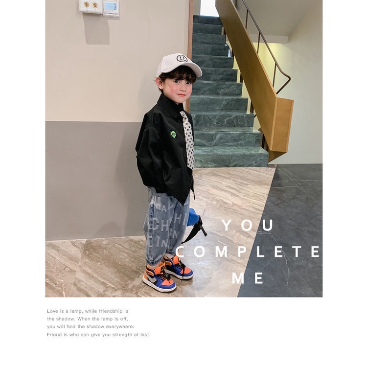 Quần jean dài dáng rộng in họa tiết toàn diện thời trang xuân thu dành cho bé trai 2021