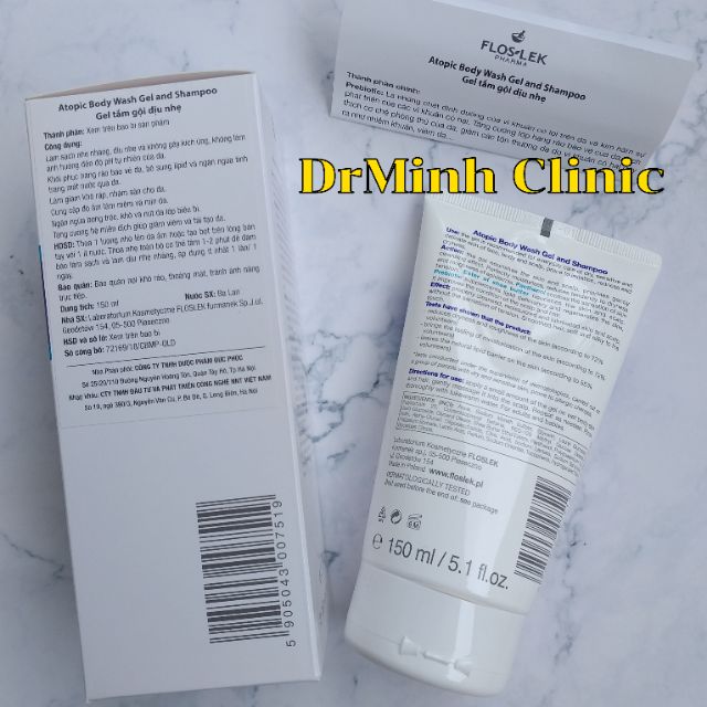 Emolient Sữa tắm gội dịu nhẹ Floslek Atopic Shower Body Wash Shapoo 150ml | BigBuy360 - bigbuy360.vn