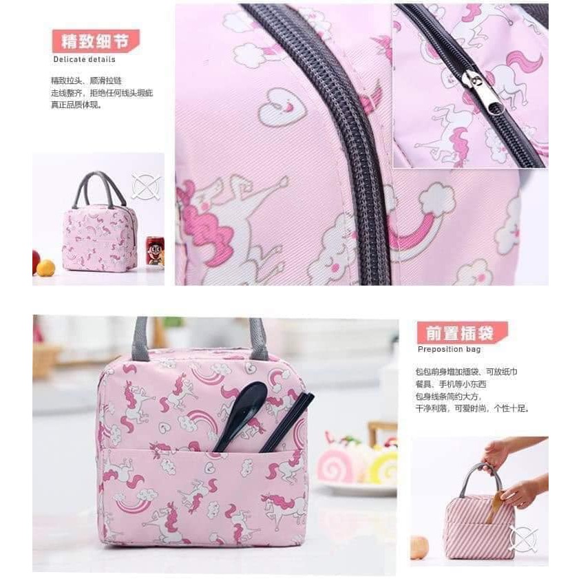 Túi giữ nhiệt 23cm đựng hộp cơm văn phòng - giỏ vải đựng thức ăn có quai