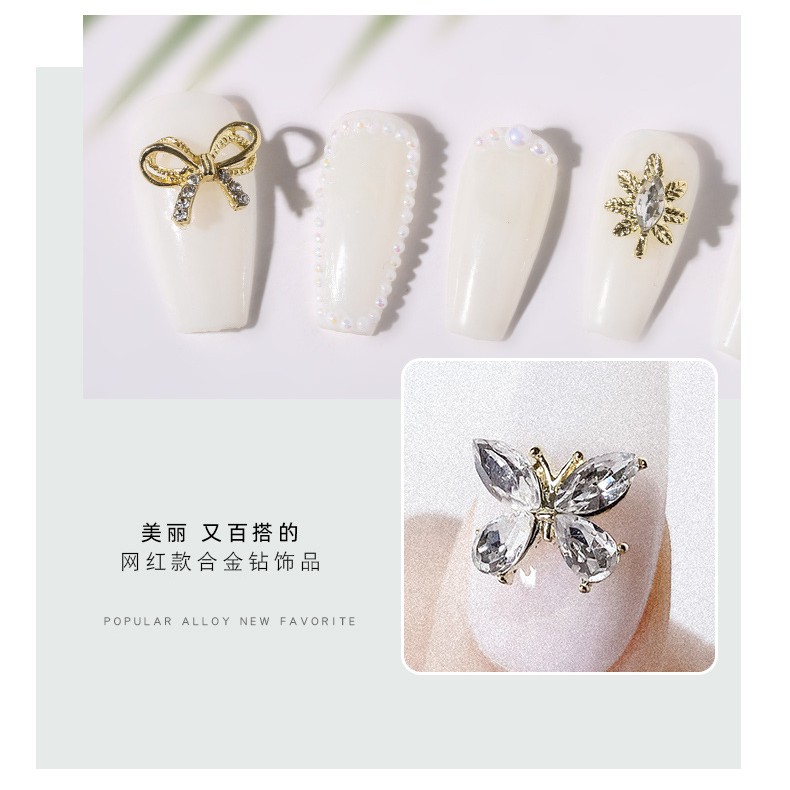 Mới Phụ Kiện Kim Loại Đính Trang Trí Móng Tay Hình Bươm Bướm
