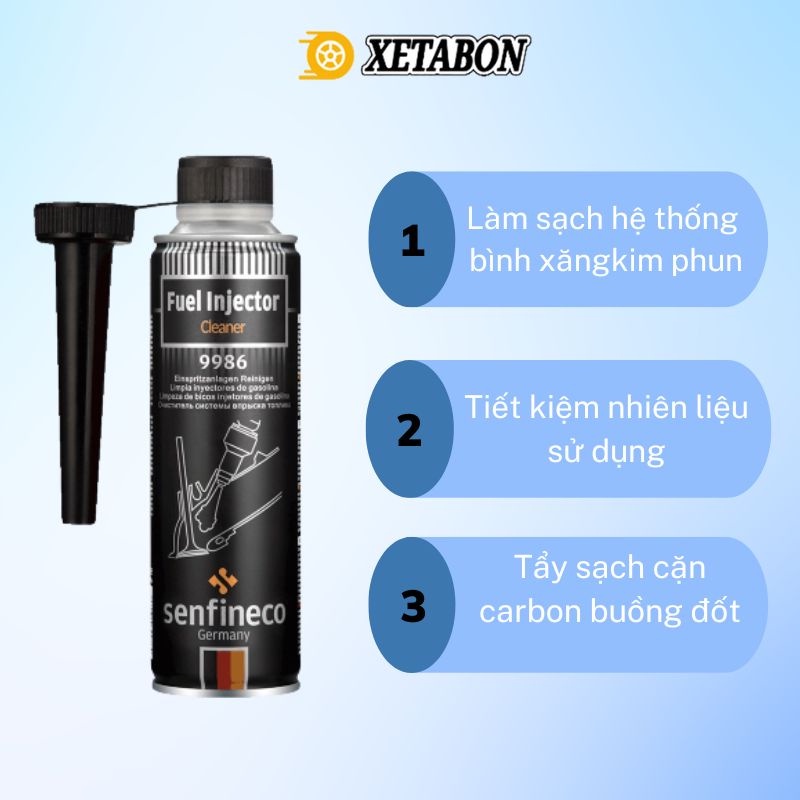 Dung dịch vệ sinh kim phun, bình xăng, buồng đốt xe Senfineco, tẩy sạch vết bẩn, tiết kiệm nhiên liệu