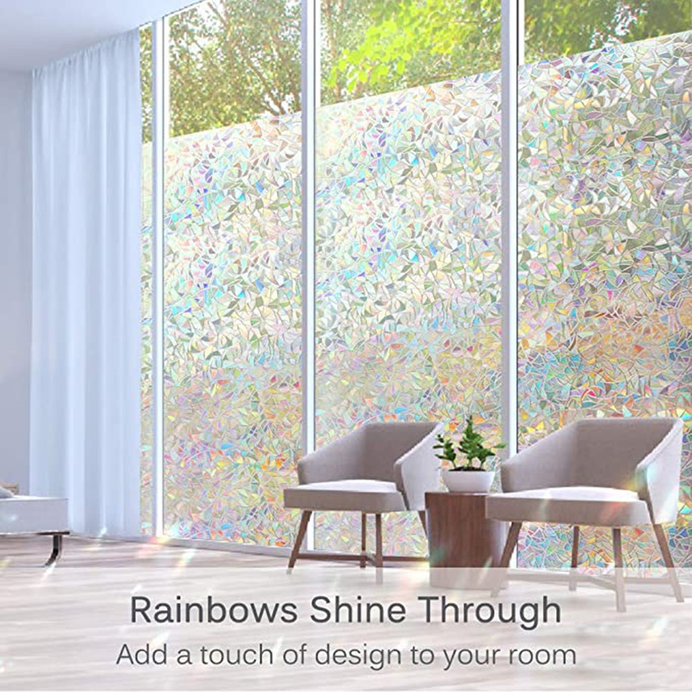 Miếng Dán Cửa Kính Bằng Vinyl Họa Tiết Cầu Vồng 3d Bảo Vệ Sự Riêng Tư
