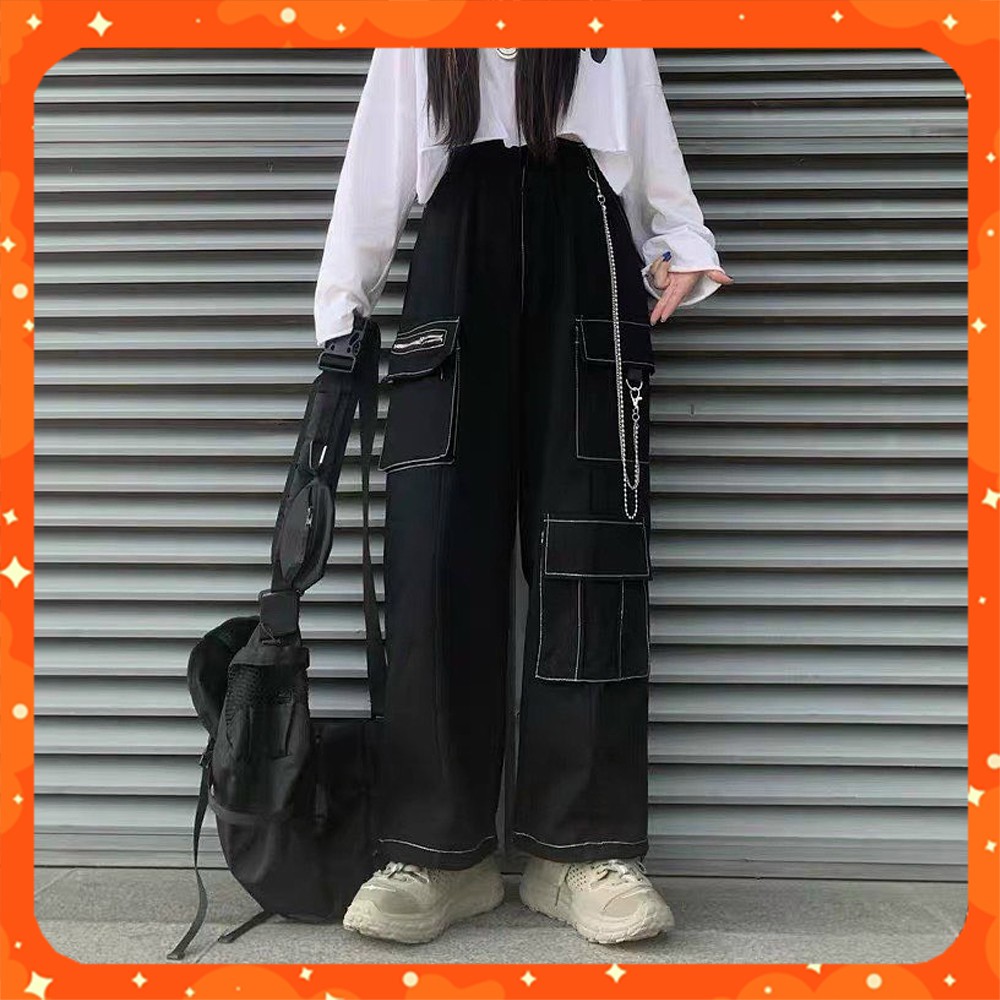 Quần Kaki Ống Suông Unisex 🍀FREESHIP🍀 Quần Kaki Ống Suông Túi Xích Giả Jeans Unisex Siêu Hot Hit