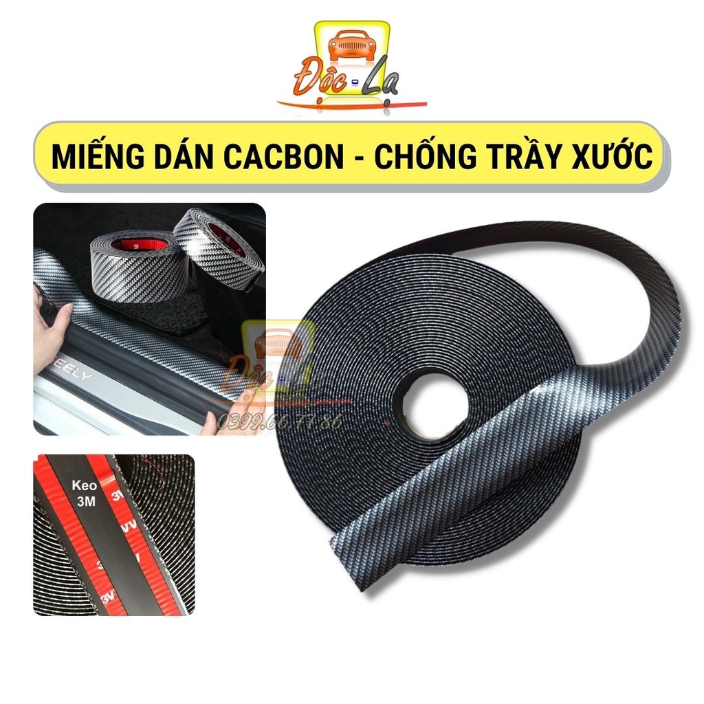 Miếng dán chống xước mạ cacbon cao cấp - Nẹp cacbon dán chống xước nhiều vị trí trên ô tô