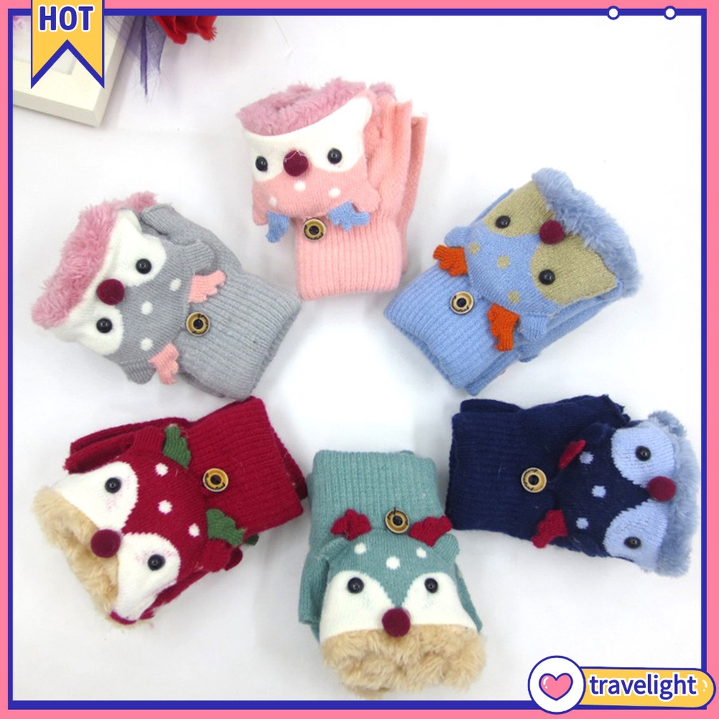 Găng Tay Bông Mềm Mại Hình Tuần Lộc Giáng Sinh Cho Bé Gái