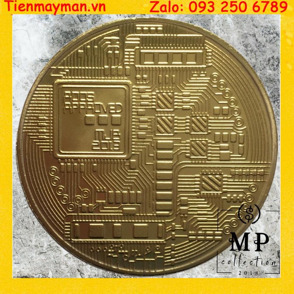 BÃO GIÁ - Đồng xu may mắn Bitcoin Mạ vàng 24 + Hộp nhựa đi kèm