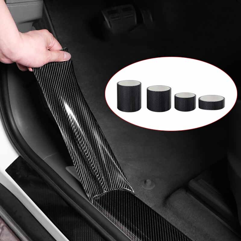 3/5/7/10cm Car Style 5D Carbon Film Stickers Side Doors Protect Nano Car Trunk Door Sill Full Body Vinyl Stickers Accessories
