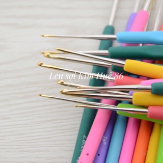 Kim móc cán dẻo-Kim móc len thủ công,phần mũi bằng thép hợp kim,cán bọc nhựa silicon dẻo,đầu móc(2-10)mm,dài 13.4cm+-10%