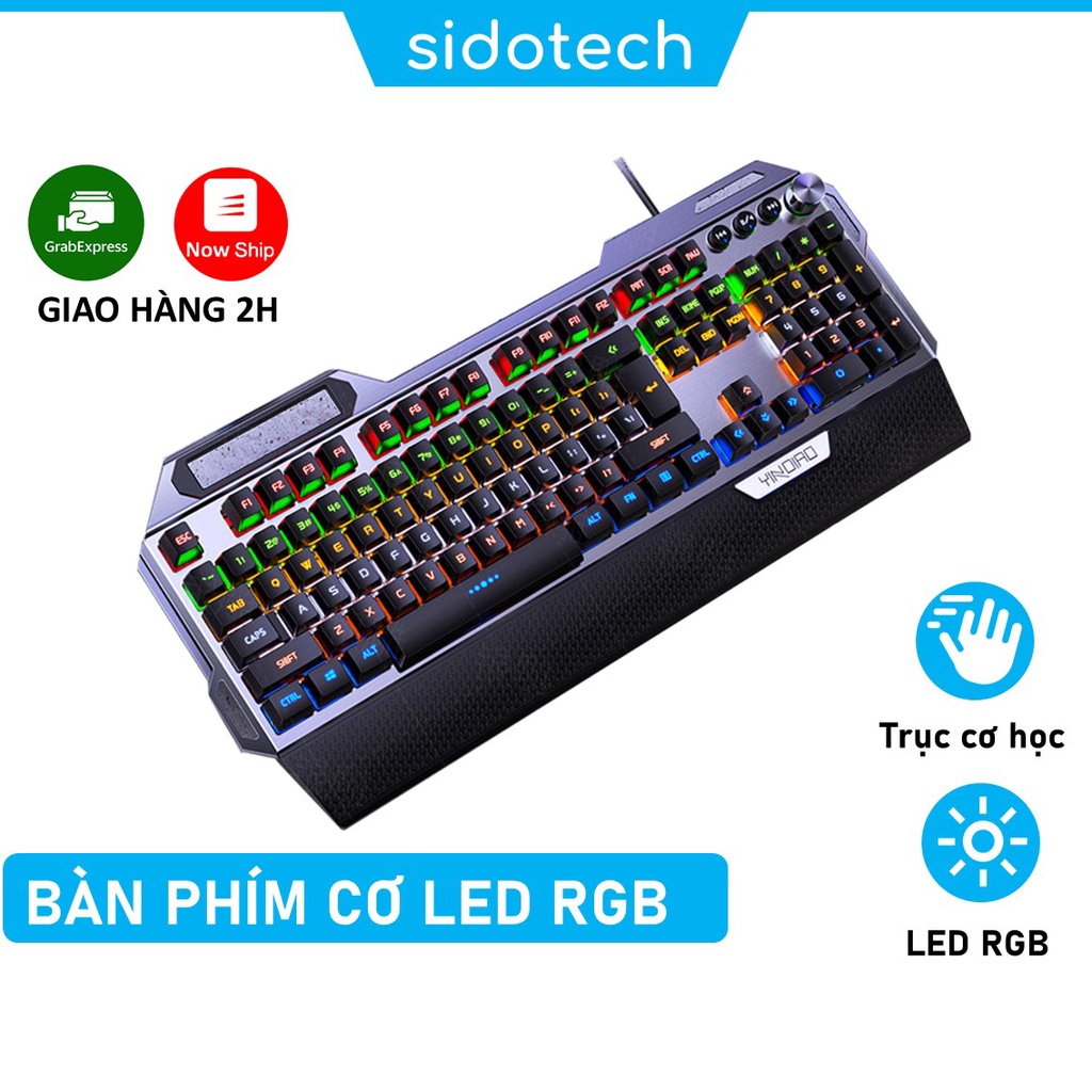 Bàn phím cơ gaming LED RGB SIDOTECH YINDIAO K100 chuyên chơi game 104 phím có LED biến đổi có kê tay chống mỏi cao cấp