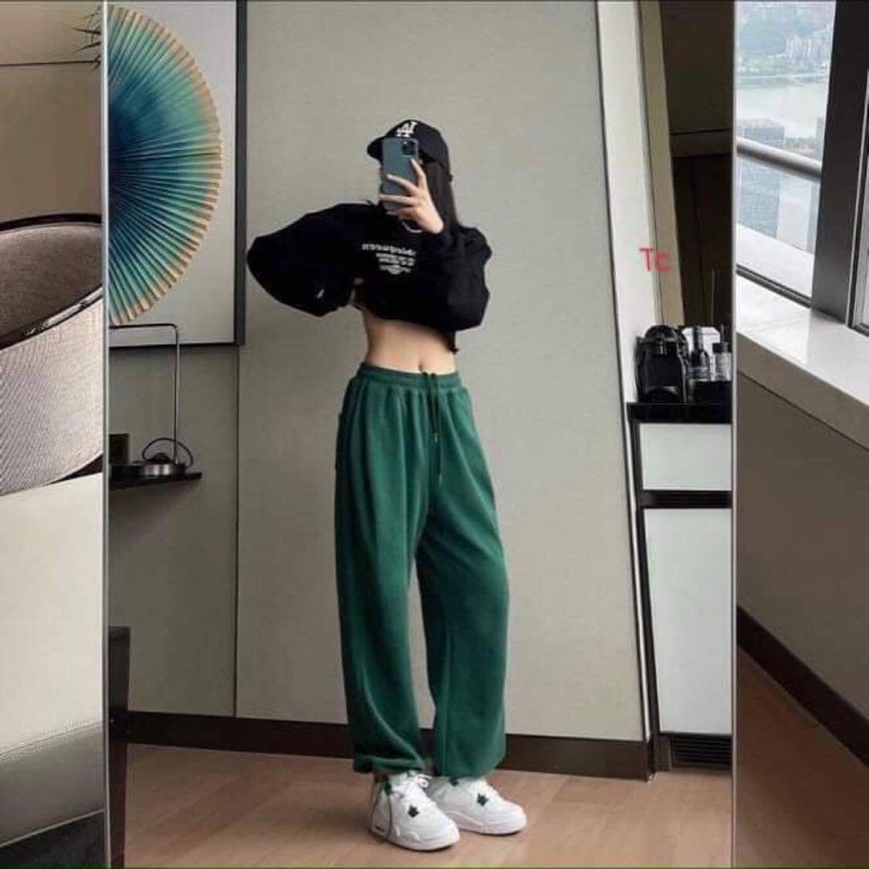 Quần jocger xanh rêu TC6 Chất Cotton Mát Mịn Thấm Hút Mồ Hôi In Hình Đẹp