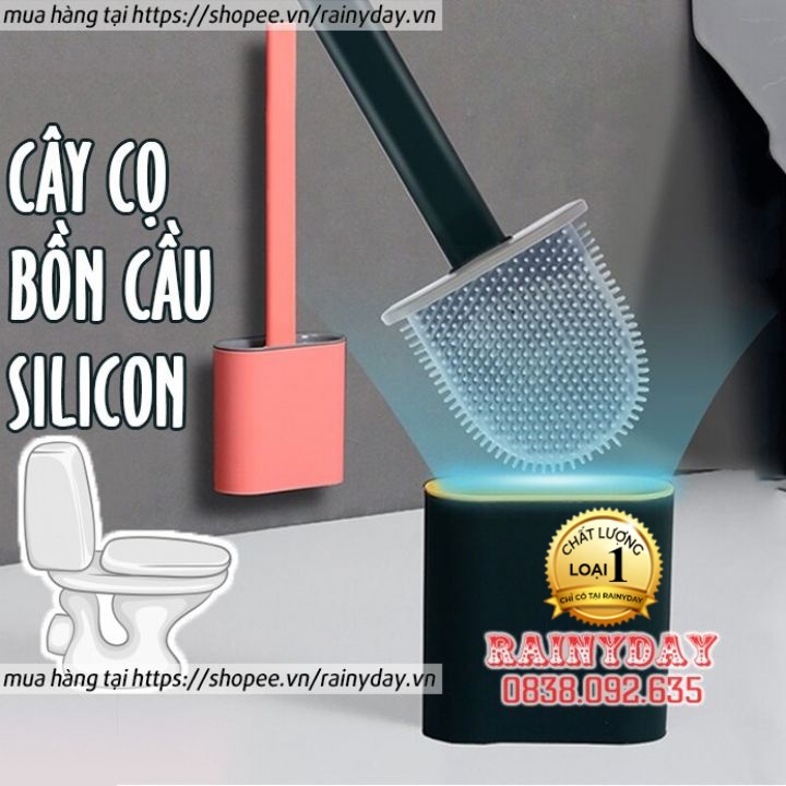 Chổi cọ toilet, cây chà cọ bồn cầu toilet rửa nhà vệ sinh bằng silicon kèm hộp đựng