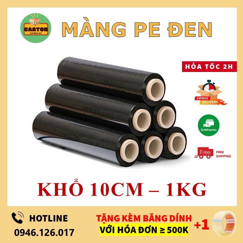 [SỈ/LẺ] Màng PE Đen (Màng Chít) khổ 10Cm, Màng Co PE Đen, Màng Nilong Đen Màng Chít quấn hàng bọc hàng