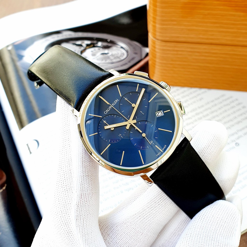 Đồng hồ nam Calvin Klein Posh Chronograph Quartz Blue Dial Men's Watch #K8Q371CN