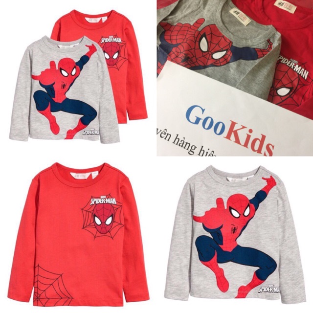 Áo thun dài tay spiderman HM chuẩn auth