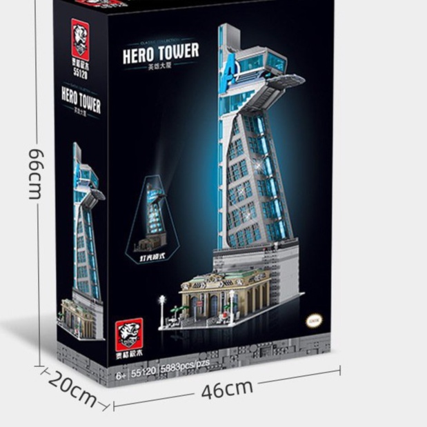 Bộ đồ chơi Lắp ráp Marvel Super Hero Tower 55120 tháp trụ sở của siêu anh hùng mẫu mới nhất có đèn led