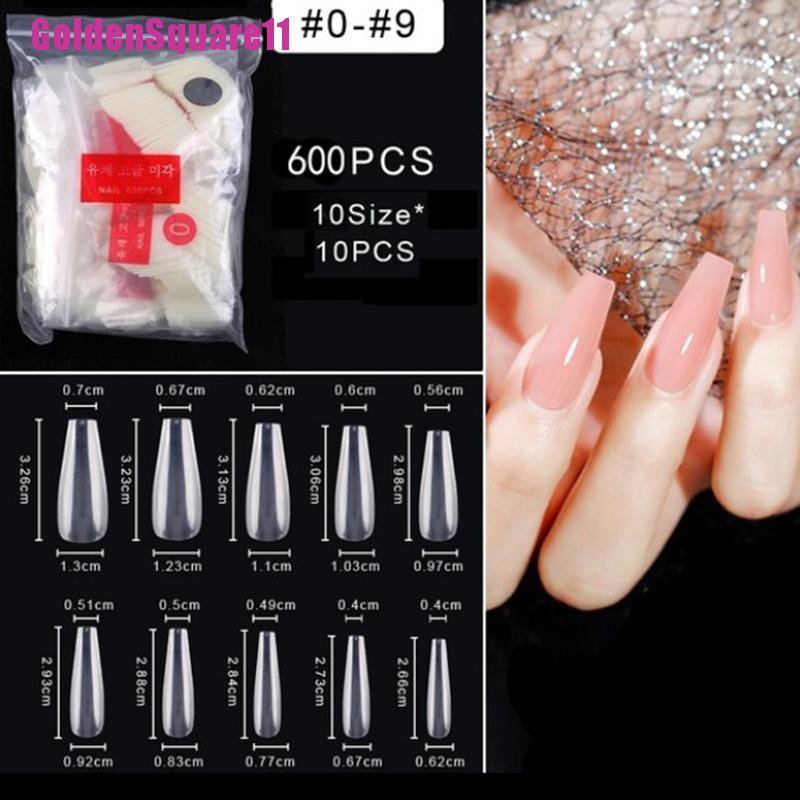 Túi 600 Móng Tay Giả Ballerina Màu Trắng / Đen Tự Nhiên