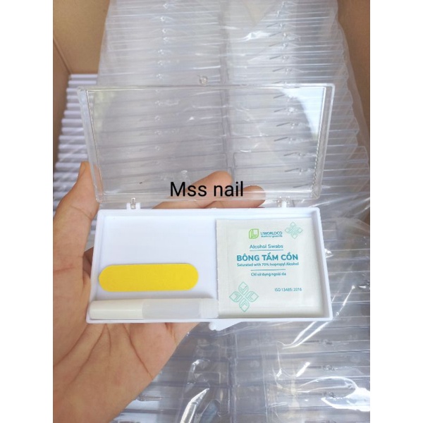 Combo hộp đựng nails+ keo+ dũa+ giấy lau sạch móng