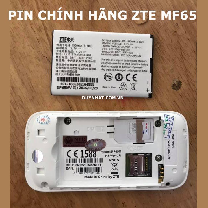 PIN CHO PHÁT WIFI ZTE MF60, MF61, MF62, MF63, MF65 - PIN WIFI ZTE DUNG LƯỢNG 1500MAH