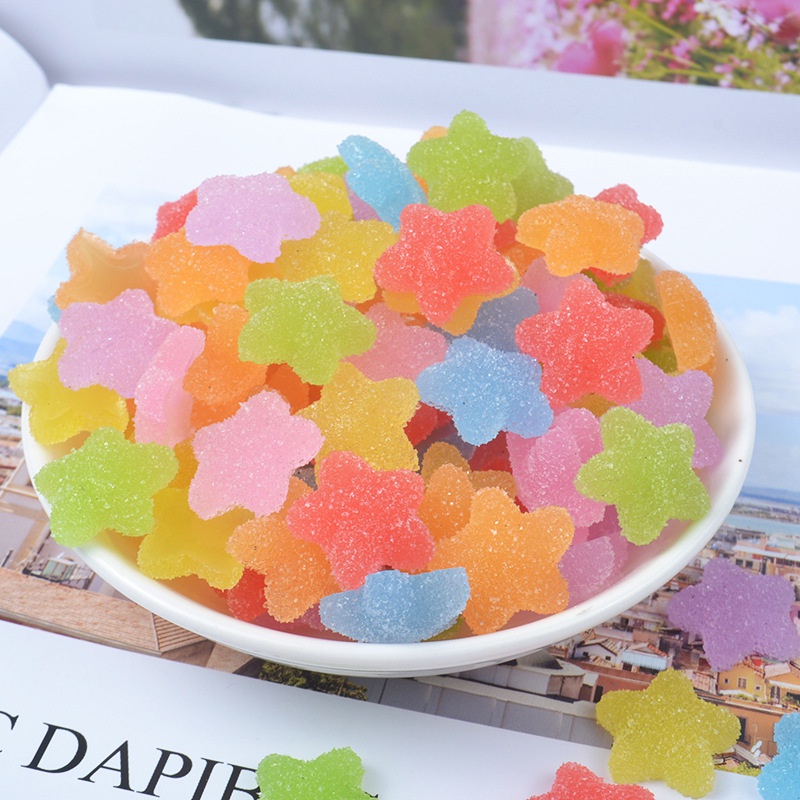 Phụ Kiện Trang Trí Ốp Điện Thoại Hình Ngôi Sao Năm Cánh Màu Kẹo Diy