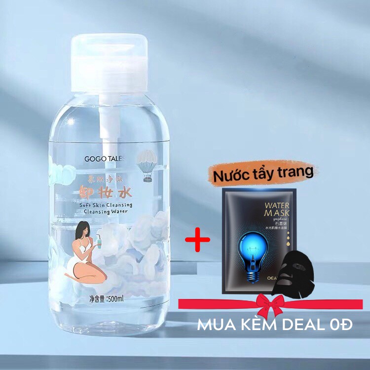 Nước Tẩy Trang GOGOTALES Soft Skin Cleansing Water GT225 Sạch Da Dịu Nhẹ Dưỡng Ẩm Kiềm Dầu 500ml [ GOGO TALES ]