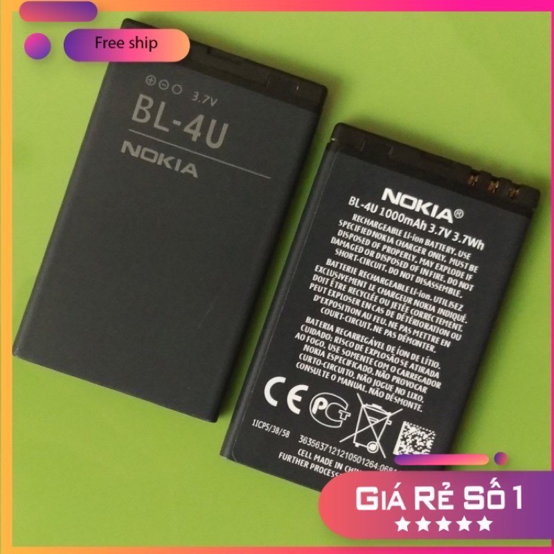 [Mã ELMS10 giảm 6% đơn 50K] Pin nokia BL 4U cho nokia 301, E66, 305, 306, 308, 309,6600i, 6600s, 8800A, 5730 nhập khẩu