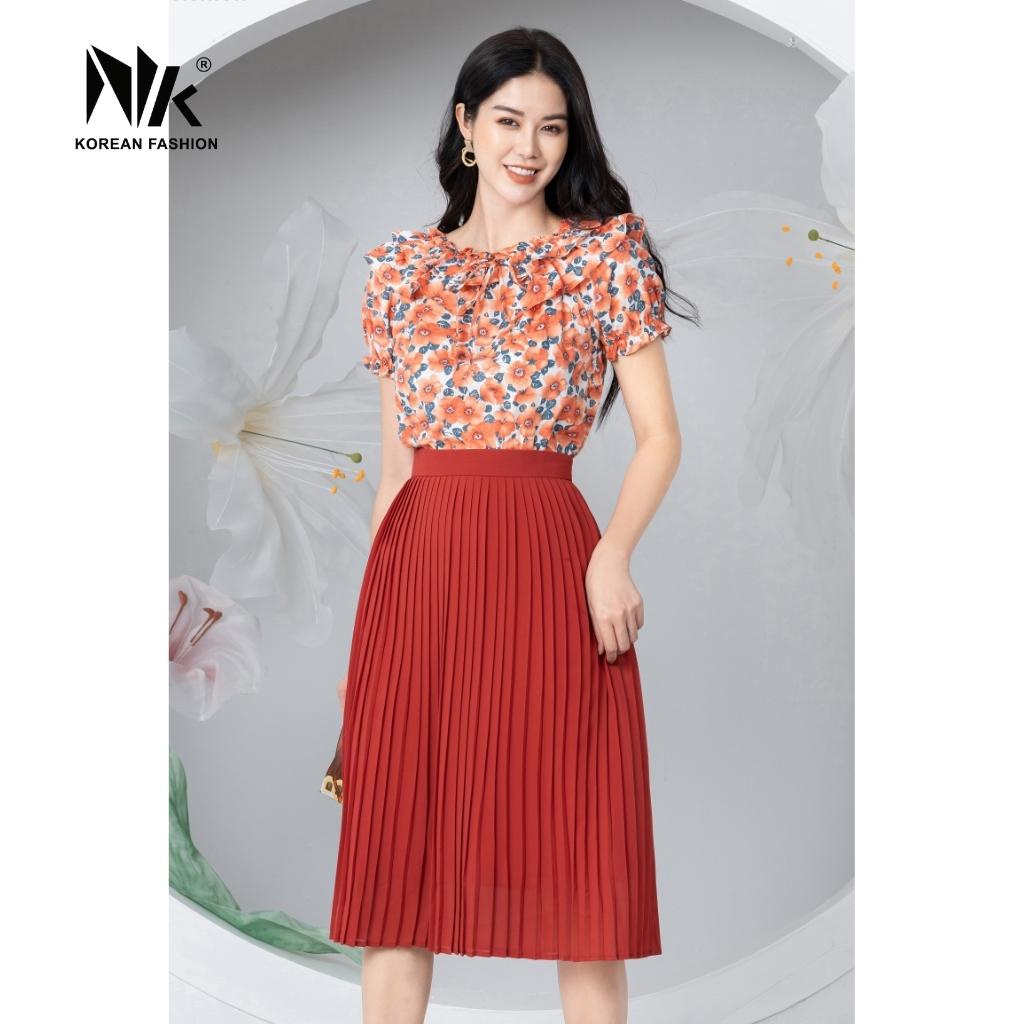 Áo Sơ Mi Hoa Bèo NK Fashion Thiết Kế Phong Cách Dịu Dàng, Nữ Tính, Mặc Được 2 Kiểu NKSM2203008