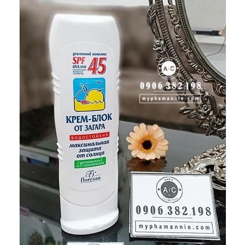 KEM CHỐNG NẮNG VẬT LÝ FLORESAN SPF45 DƯỠNG DA VỚI VITAMIN E VÀ D 125ML CHÍNH HÃNG - 8610