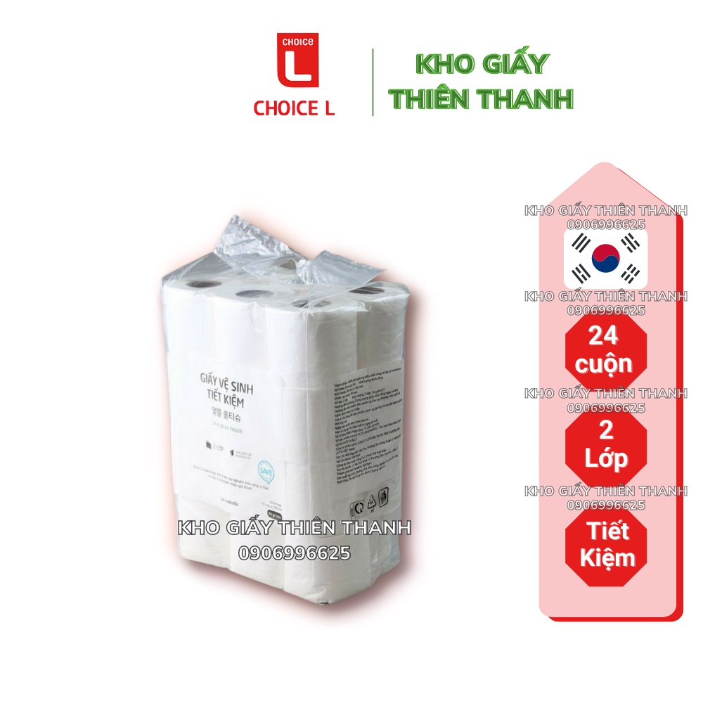 Giấy 24 Cuộn Hàn Quốc LOTTE Choice L Giấy 2 Lớp Siêu Mịn Siêu Tiết Kiệm 🍀 Kho Giấy Thiên Thanh 🍀