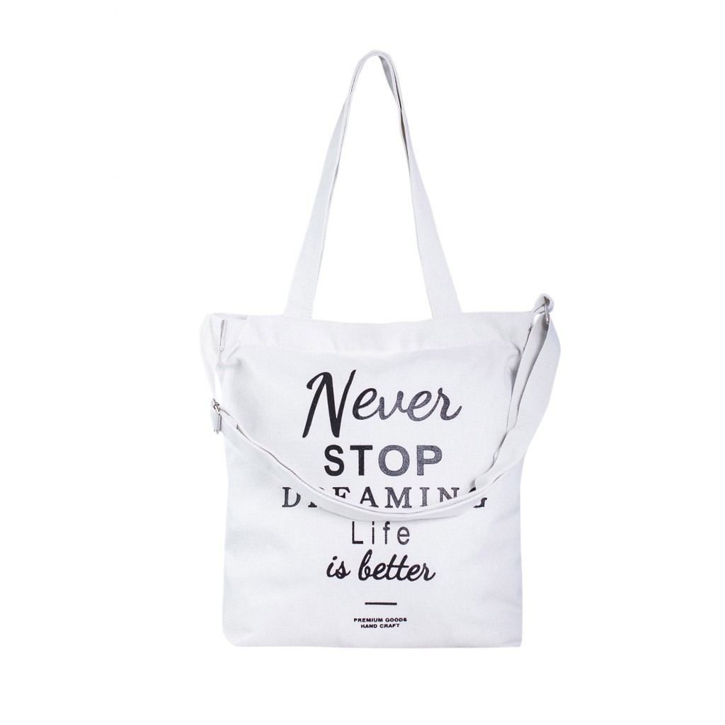 Túi Vải Tote Đeo Chéo Never Stop