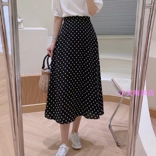 Chân váy dài dáng suông 2 lớp - Chân váy xòe chấm bi chất voan Nhật CV-CB