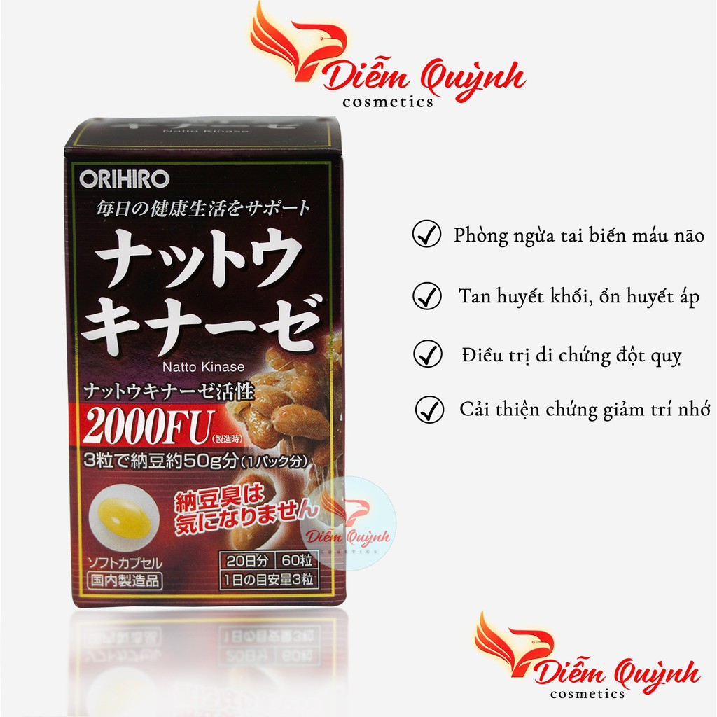 Viên uống chống đột quỵ, tai biến Natto Kinase 2000FU Orihiro Nhật