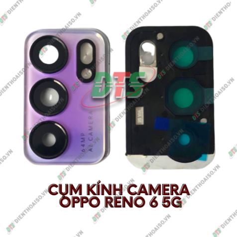 Cụm kính camera oppo Reno 6 kèm keo dán có viền chụp đủ màu