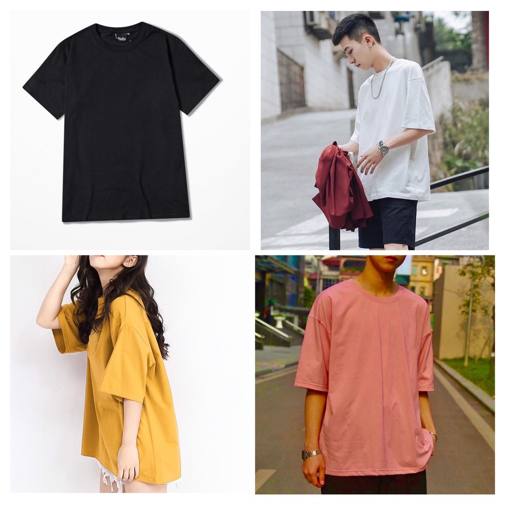 [Mã 12FASHIONSALE1 giảm 10K đơn 50K] Áo thun tay lỡ 194SHOP trơn Unisex vải co dãn, mềm mại, form Freesize dưới 55kg