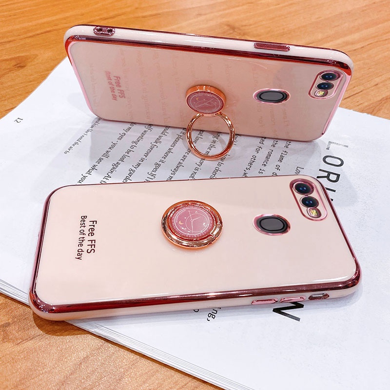 Ốp lưng OPPO A5S A12 F9 F9 Pro case Ốp Điện Thoại Silicon Mềm Mạ Điện Có Vòng Đỡ Cho