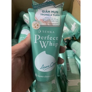 sữa rửa mặt Senka Perfect Whip Acne Care 120g - xanh lá