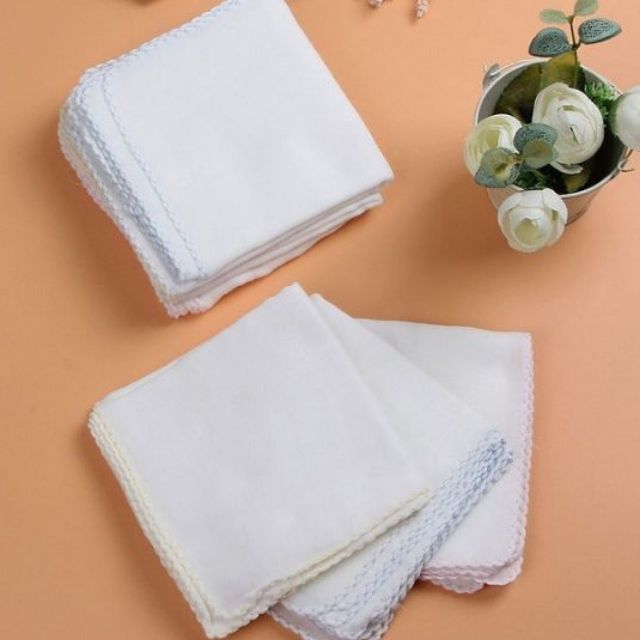 10 Chiếc Khăn Xô Sữa 2 Lớp Trắng Xuất Nhật - Loại Viền